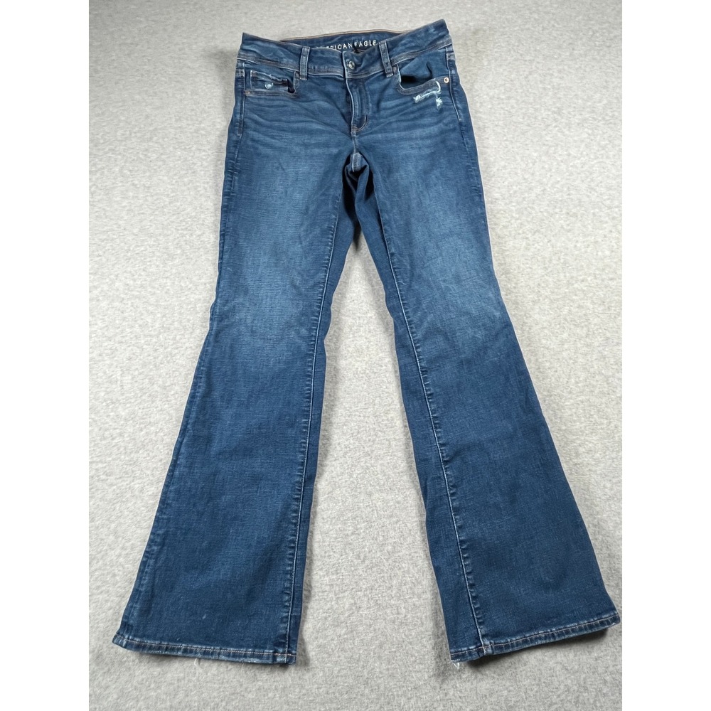 American Eagle Kick Boot Jeans Women 31x31 Blue Mid Rise Dark Wash Y2K Denim